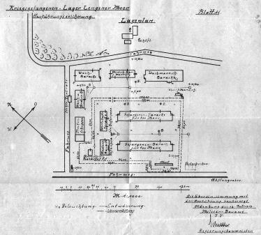 Ausführungszeichnung vom 12. Juli 1915 für das Kriegsgefangenenlager ?Lengener Moor? (Stadtarchiv Westerstede)