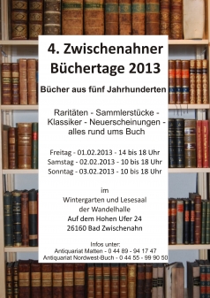 4. Zwischenahner Büchertage 2013  - - - - - - - Bücher aus fünf Jahrhunderten