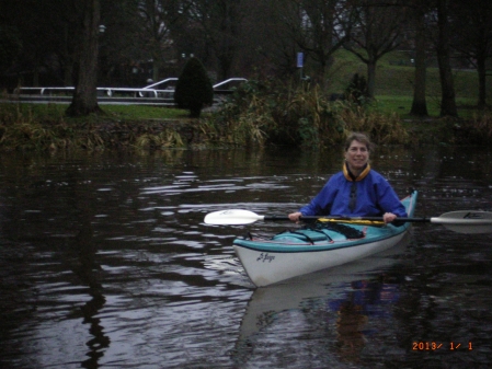 Antje Kläner in ihrem Paddelboot