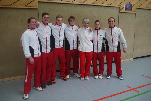 Die erfolgreiche 1. Mannschaft: v.l. Andreas Karnbach, Mirco Morschöck, Michael Rösener, Philipp Rösener, Meike Mählhop, Wiebke Bunjes, Renè Beutler
