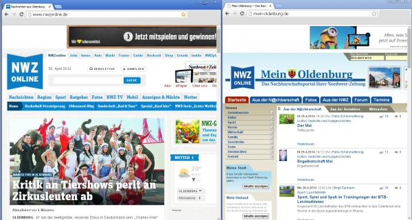 Im Browser schon ganz nah beieinander, bald miteinander verwoben: NWZonline und die Nachbarschaftsportale