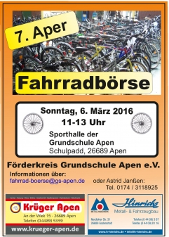 7. große Fahrradbörse am 6. März in Apen