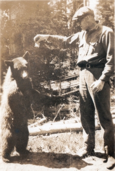 Bären füttern im Yellowstone Nationalpark im Juli 1930.