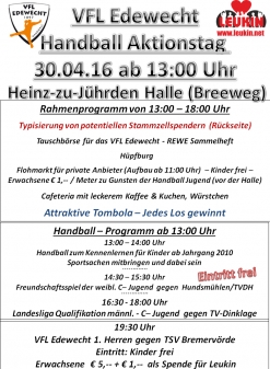 VFL Edewecht Handball Aktionstag am 30.04.16 mit Leukin