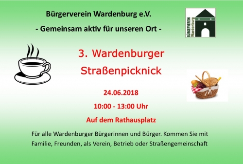 3. Wardenburger Straßenpicknick - Sonntag 24.06.2018
