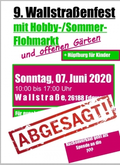 ABGESAGT - 9. Wallstraßenfest mit Hobby-/Sommer-Flohmarkt