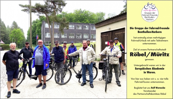 Rolf Wernecke (vorne links) hat für die Fahrrad-Freunde Benthullen-Harbern vier Touren ausgearbeitet und uns sicher begleitet, ohne E-Unterstützung! 