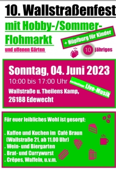 10. Wallstraßenfest in Edewecht am 04.06.2023