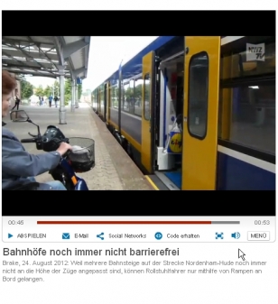 Nur in Brake geht es problemslos in und aus dem Zug in der Wesermarsch Quelle: NWZ-TV